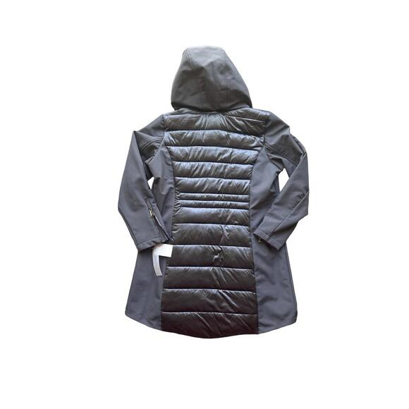 BCBGeneration Size 0 Mixed Media Water Resistant Hooded Puffer Gunmetal Gray NWT - Picture 5 of 5